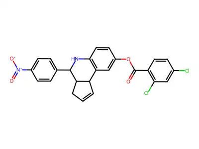 [4-(4-nitrophenyl)-3a,4,5,9b-tetrahydro-3H-cyclopenta[c]quinolin-8-yl] 2,4-dichlorobenzoate structure