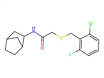 N-(3-bicyclo[2.2.1]heptanyl)-2-[(2-chloro-6-fluorophenyl)methylsulfanyl]acetamide structure