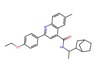 N-(1-bicyclo[2.2.1]hept-2-ylethyl)-2-(4-ethoxyphenyl)-6-methyl-4-quinolinecarboxamide structure