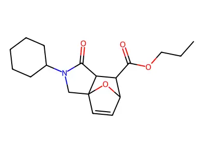 propyl 2-cyclohexyl-1-oxo-1,2,3,6,7,7a-hexahydro-3a,6-epoxyisoindole-7-carboxylate structure