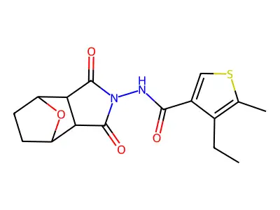 N-(1,3-dioxooctahydro-2H-4,7-epoxyisoindol-2-yl)-4-ethyl-5-methylthiophene-3-carboxamide structure