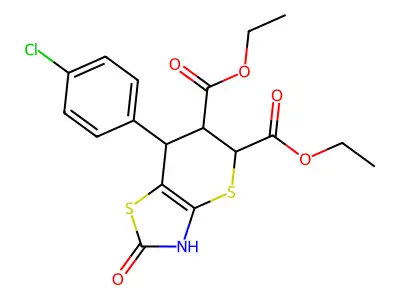 5,6-diethyl 7-(4-chlorophenyl)-2-oxo-2H,3H,5H,6H,7H-thiopyrano[2,3-d][1,3]thiazole-5,6-dicarboxylate structure