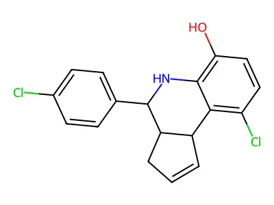 9-chloro-4-(4-chlorophenyl)-3a,4,5,9b-tetrahydro-3H-cyclopenta[c]quinolin-6-ol structure