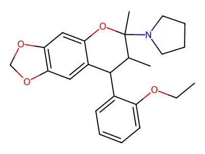 1-[8-(2-ethoxyphenyl)-6,7-dimethyl-7,8-dihydro-6H-[1,3]dioxolo[4,5-g]chromen-6-yl]pyrrolidine structure