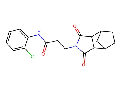 N-(2-chlorophenyl)-3-(1,3-dioxooctahydro-2H-4,7-methanoisoindol-2-yl)propanamide structure