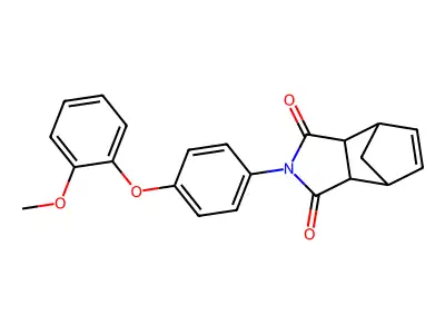 2-[4-(2-methoxyphenoxy)phenyl]-3a,4,7,7a-tetrahydro-1H-4,7-methanoisoindole-1,3(2H)-dione structure