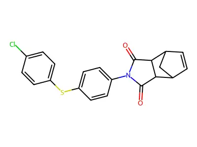 2-{4-[(4-chlorophenyl)sulfanyl]phenyl}-3a,4,7,7a-tetrahydro-1H-4,7-methanoisoindole-1,3(2H)-dione structure