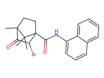 2-bromo-4,7,7-trimethyl-N-(1-naphthyl)-3-oxobicyclo[2.2.1]heptane-1-carboxamide structure