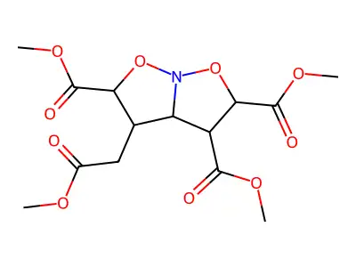 trimethyl 4-(2-methoxy-2-oxoethyl)tetrahydro-2H-[1,2]oxazolo[2,3-b][1,2]oxazole-2,3,5-tricarboxylate structure