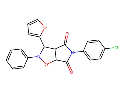 5-(4-chlorophenyl)-3-(furan-2-yl)-2-phenyldihydro-2H-pyrrolo[3,4-d]isoxazole-4,6(5H,6aH)-dione structure