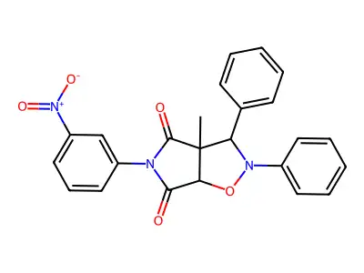 3a-methyl-5-(3-nitrophenyl)-2,3-diphenyldihydro-2H-pyrrolo[3,4-d][1,2]oxazole-4,6(3H,5H)-dione structure
