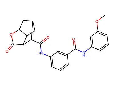 N-{3-[(3-methoxyphenyl)carbamoyl]phenyl}-2-oxohexahydro-2H-3,5-methanocyclopenta[b]furan-7-carboxamide structure