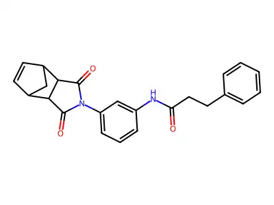 N-[3-(1,3-dioxo-1,3,3a,4,7,7a-hexahydro-2H-4,7-methanoisoindol-2-yl)phenyl]-3-phenylpropanamide structure