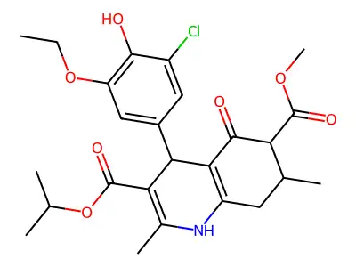 3-isopropyl 6-methyl 4-(3-chloro-5-ethoxy-4-hydroxyphenyl)-2,7-dimethyl-5-oxo-1,4,5,6,7,8-hexahydroquinoline-3,6-dicarboxylate structure