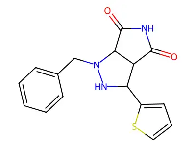 1-benzyl-3-(thiophen-2-yl)tetrahydropyrrolo[3,4-c]pyrazole-4,6(1H,5H)-dione structure