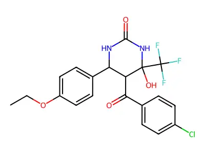 5-(4-chlorobenzoyl)-6-(4-ethoxyphenyl)-4-hydroxy-4-(trifluoromethyl)-1,3-diazinan-2-one structure