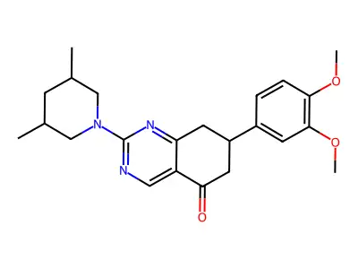 7-(3,4-dimethoxyphenyl)-2-(3,5-dimethylpiperidin-1-yl)-7,8-dihydroquinazolin-5(6H)-one structure