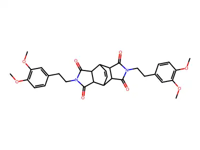 (3aR,4R,8S,8aS)-2,6-bis(3,4-dimethoxyphenethyl)-4,4a,8,8a-tetrahydro-4,8-ethenopyrrolo[3,4-f]isoindole-1,3,5,7(2H,3aH,6H,7aH)-tetraone structure