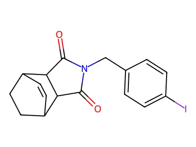 2-(4-iodobenzyl)-3a,4,7,7a-tetrahydro-1H-4,7-ethanoisoindole-1,3(2H)-dione structure