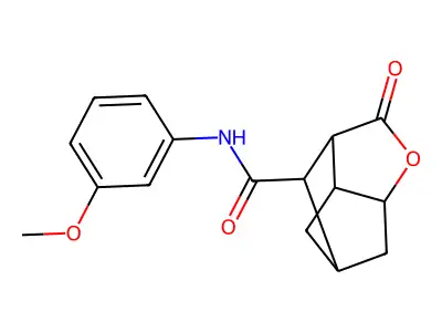 N-(3-methoxyphenyl)-5-oxo-4-oxatricyclo[4.2.1.0~3,7~]nonane-9-carboxamide structure