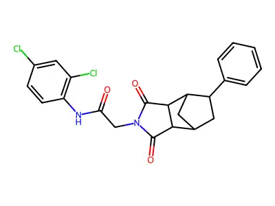 N-(2,4-dichlorophenyl)-2-(1,3-dioxo-5-phenyloctahydro-2H-4,7-methanoisoindol-2-yl)acetamide structure