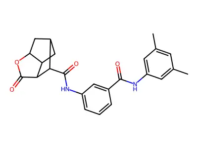 N-{3-[(3,5-dimethylphenyl)carbamoyl]phenyl}-2-oxohexahydro-2H-3,5-methanocyclopenta[b]furan-7-carboxamide structure