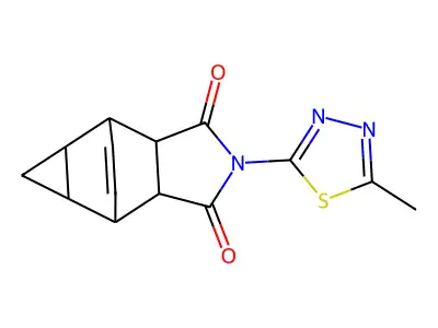 2-(5-methyl-1,3,4-thiadiazol-2-yl)hexahydro-4,6-ethenocyclopropa[f]isoindole-1,3(2H,3aH)-dione structure