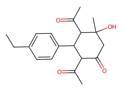 2,4-Diacetyl-3-(4-ethylphenyl)-5-hydroxy-5-methylcyclohexanone structure