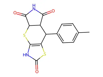 8-(4-methylphenyl)-3,4a,7a,8-tetrahydropyrrolo[2,3]thiopyrano[4,5-b]thiazole-2,5,7-trione structure