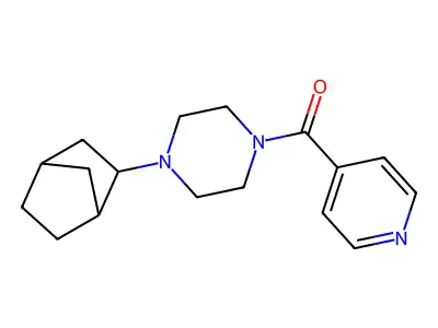 1-Bicyclo[2.2.1]hept-2-yl-4-isonicotinoylpiperazine structure