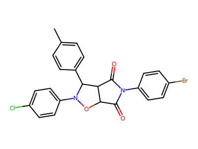 5-(4-bromophenyl)-2-(4-chlorophenyl)-3-(p-tolyl)dihydro-2H-pyrrolo[3,4-d]isoxazole-4,6(5H,6aH)-dione structure