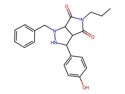 1-benzyl-3-(4-hydroxyphenyl)-5-propyltetrahydropyrrolo[3,4-c]pyrazole-4,6(1H,5H)-dione structure