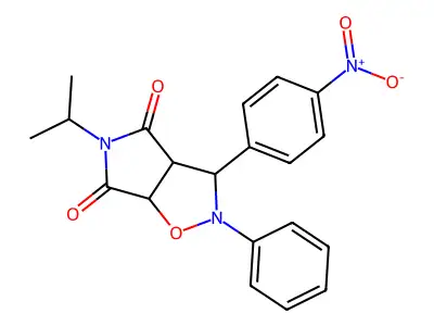 3-(4-nitrophenyl)-2-phenyl-5-(propan-2-yl)-hexahydro-2H-pyrrolo[3,4-d][1,2]oxazole-4,6-dione structure