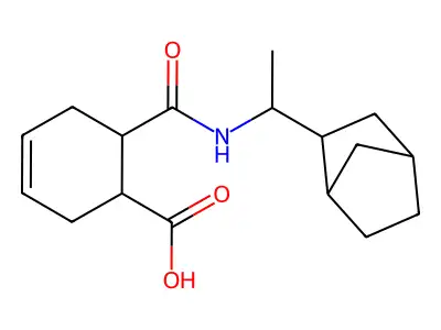 6-{[(1-bicyclo[2.2.1]hept-2-ylethyl)amino]carbonyl}-3-cyclohexene-1-carboxylic acid structure