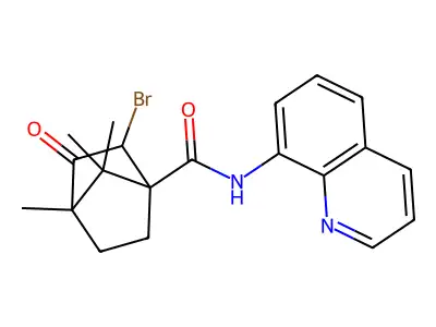 2-bromo-4,7,7-trimethyl-3-oxo-N-(8-quinolinyl)bicyclo[2.2.1]heptane-1-carboxamide structure