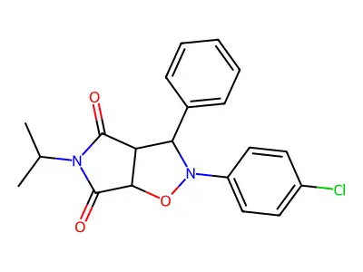 2-(4-chlorophenyl)-5-isopropyl-3-phenyldihydro-2H-pyrrolo[3,4-d]isoxazole-4,6(5H,6aH)-dione structure