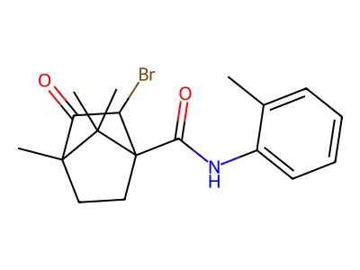 2-bromo-4,7,7-trimethyl-N-(2-methylphenyl)-3-oxobicyclo[2.2.1]heptane-1-carboxamide structure