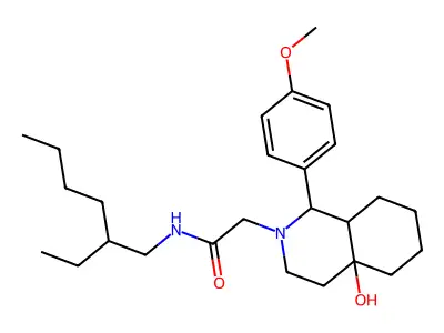 2-[4a-hydroxy-1-(4-methoxyphenyl)-1,3,4,5,6,7,8,8a-octahydroisoquinolin-2-yl]-N-(2-ethylhexyl)acetamide structure