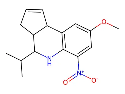 8-methoxy-6-nitro-4-propan-2-yl-3a,4,5,9b-tetrahydro-3H-cyclopenta[c]quinoline structure