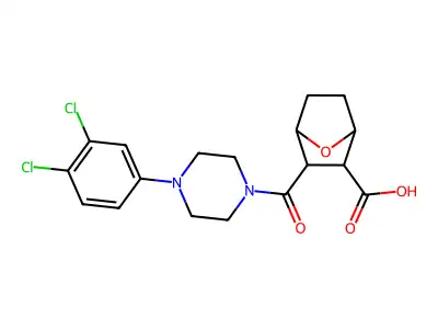 2-[4-(3,4-dichlorophenyl)piperazine-1-carbonyl]-7-oxabicyclo[2.2.1]heptane-3-carboxylic acid structure