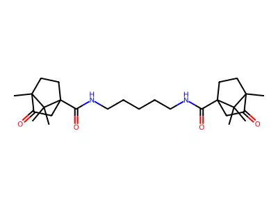 4,7,7-trimethyl-3-oxo-N-(5-{[(4,7,7-trimethyl-3-oxobicyclo[2.2.1]hept-1-yl)carbonyl]amino}pentyl)bicyclo[2.2.1]heptane-1-carboxamide structure