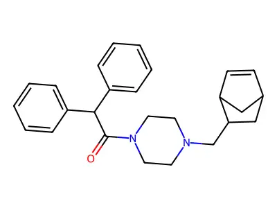 1-(Bicyclo[2.2.1]hept-5-en-2-ylmethyl)-4-(diphenylacetyl)piperazine structure