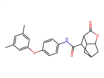 N-[4-(3,5-dimethylphenoxy)phenyl]-2-oxohexahydro-2H-3,5-methanocyclopenta[b]furan-7-carboxamide structure