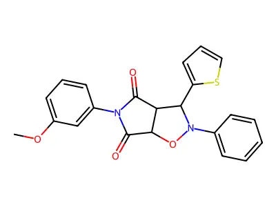 5-(3-methoxyphenyl)-2-phenyl-3-(thiophen-2-yl)-hexahydro-2H-pyrrolo[3,4-d][1,2]oxazole-4,6-dione structure