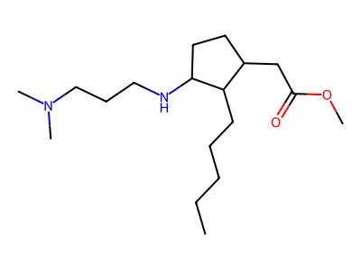 Methyl (3-{[3-(dimethylamino)propyl]amino}-2-pentylcyclopentyl)acetate structure