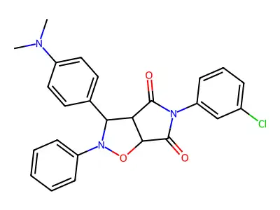 5-(3-chlorophenyl)-3-(4-(dimethylamino)phenyl)-2-phenyldihydro-2H-pyrrolo[3,4-d]isoxazole-4,6(5H,6aH)-dione structure