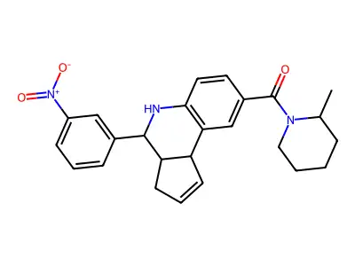(2-methylpiperidin-1-yl)-[4-(3-nitrophenyl)-3a,4,5,9b-tetrahydro-3H-cyclopenta[c]quinolin-8-yl]methanone structure