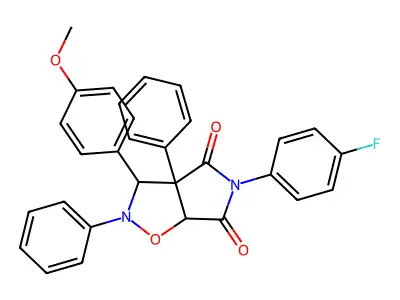 5-(4-fluorophenyl)-3-(4-methoxyphenyl)-2,3a-diphenyl-3,6a-dihydropyrrolo[3,4-d][1,2]oxazole-4,6-dione structure