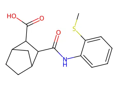 2-[(2-Methylsulfanylphenyl)carbamoyl]bicyclo[2.2.1]heptane-3-carboxylic acid structure