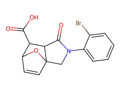 2-(2-bromophenyl)-1-oxo-1,2,3,6,7,7a-hexahydro-3a,6-epoxyisoindole-7-carboxylic acid structure